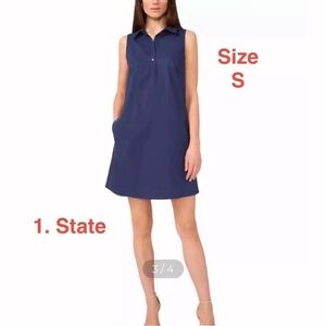 1. State Sleeveless Navy Blue Dress